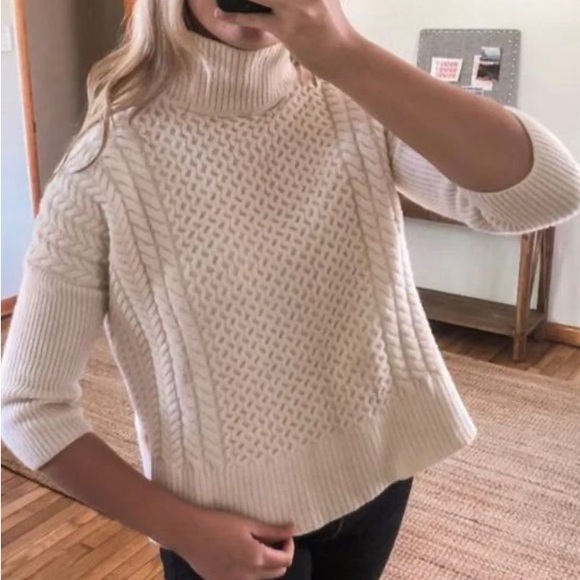 Ayr 100% merino wool “le Square” cable turtleneck sweater - Picture 1 of 6